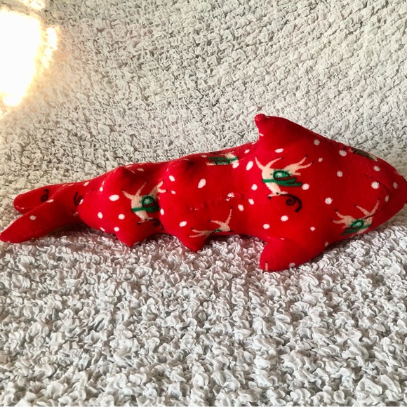 Reindeer Shark pillow Squishie micro fleece red Rudolph Christmas theme - Picture 7 of 11